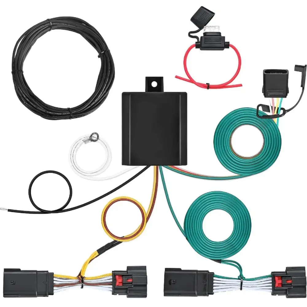 Nilight 4-Way 12V Trailer Wiring Harness Kit 56407 - Plug-N-Play, Simple Install, Excellent Circuit Protection, Stable Connection, Optimal Light Intensity, ABS, Yellow, Tin & Brass Components, Compatible with Wrangler JL 2018-2023 & Gladiator 2020-2023, Q