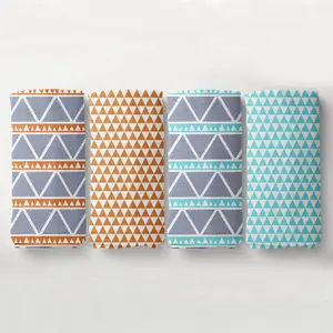 Bacati 4 Pack Muslin Swaddling Blankets Liam Aztec Triangles - Aqua/Orange/Navy