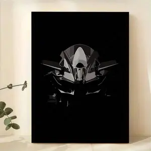 1 Pc Canvas Painting, Black Super Cool Motorcycle Canvas Wall , High Quality ,Wall Art Printed Poster, Cuadros,Directly Hung For Family Gifts, Living Room Decoration