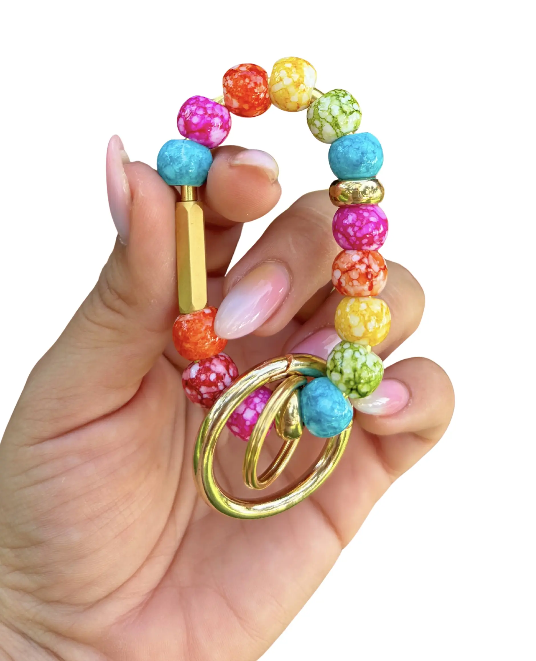 Handmade beaded keychain (Rainbow)