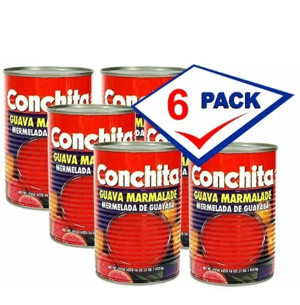 Conchita Cuban Guava Marmalade - 16 oz Jars, Pack of 6, Ambient Pantry Food, Canned & Jarred Good, Creamy Cheese-Compatible, Glaze/Pastries/Pastelitos Filling, Canned Fruits & Beans Companion