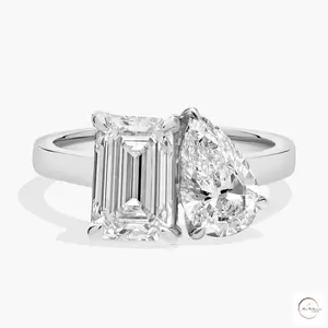 Emerald & Pear Lab Diamond Ring