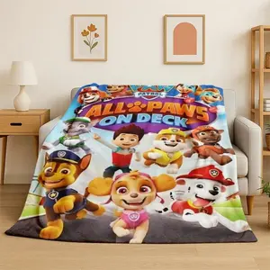 Paw Patrol Cute Dog Cartoon Blanket Ultra Soft Flannel Cozy Warm Bedroom Living Room Couch Sofa Travel Camping Picnic Throw Decor Decorative Throw Perfect Birthday Gift Christmas Gift for Kids Toddlers Boys Girls Fans Chase Marshall Style