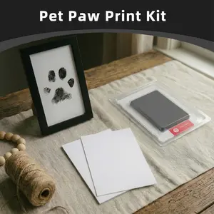 Paw Print Kit, 1 pc Ink Pads & 1 pc Photo Frame, Mess-Free Paw Print Stamp Pad For Dogs & Cats, Clean-Touch Ink Pad Kit, Perfect Gifts for Cat & Dogs Lovers, Pet Memorials