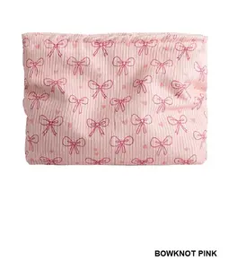 Bowknot pattern makeup cosmetic clutch bag PINK
