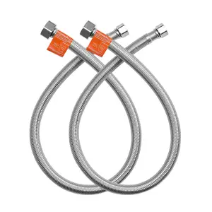 VEVOR Faucet Hose Connector, 24-Inch Length, 3/8 Inch Comp x 1/2 Inch FIP 2-Pack Braided Stainless Steel Faucet Supply Line, Faucet Hose Connects Kitchen Bathroom Sink to Water Supply, Certified Safe