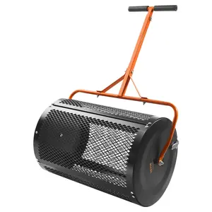 【Summervibes】VEVOR Compost Spreader with Upgraded 3-Height Adjustable T Shaped Handle,  24" Roller Lawn Spreader and Peat Moss Spreader, Steel Mesh Basket Garden Spreader with Side Latches, for Spreading Manure VEVOR Super Brand Day