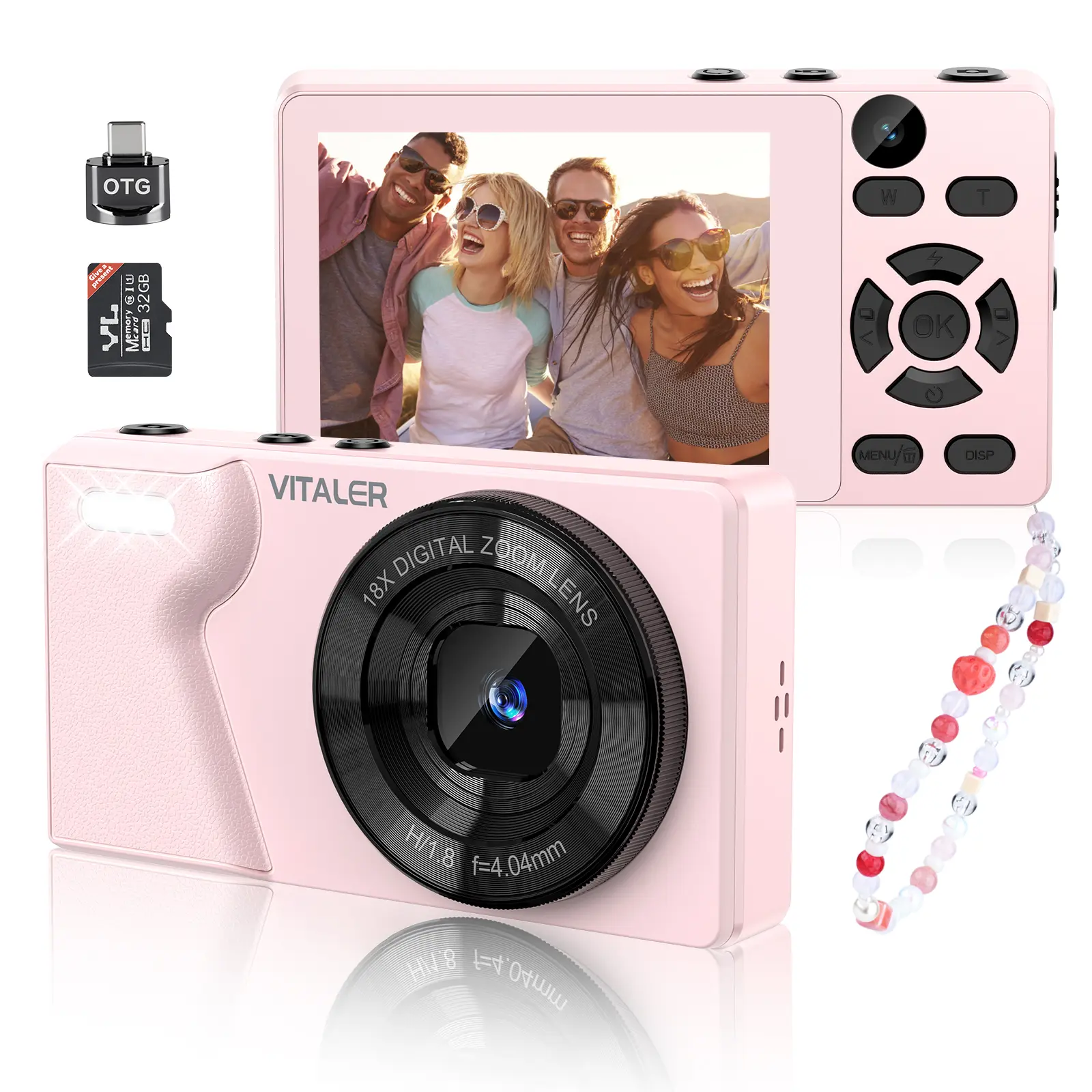 Vitaler Dual-Camera Point & Shoot Digital Camera - Compact, 2.8" LCD, Rear, Auto Focus, Beauty Filter, Memory Card & OTG Support, Portable, Ideal for Teen Girls Gifts (Friends & Family Moments)