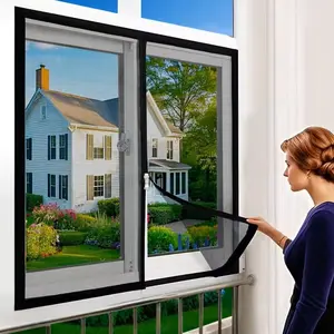 Zipper Magnetic Mosquito Net Window Screen, Fine Mesh Breathable Bug Screen, Removable Minimalist Design, Multiple Sizes Available