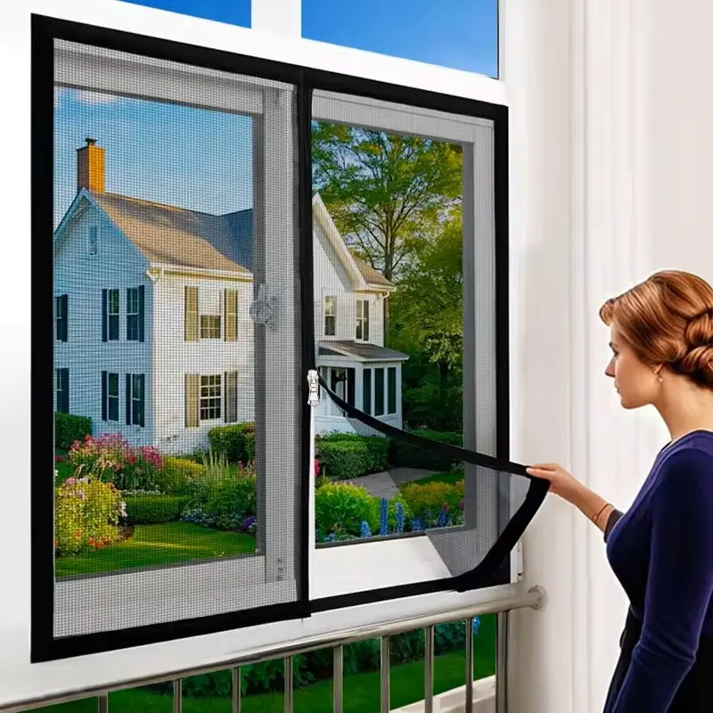 Zipper Magnetic Mosquito Net Window Screen, Sliding Door Screen, Fine Mesh Breathable Bug Screen, Removable Minimalist Design, Multiple Sizes Available, Screen Door for Sliding Glass Door