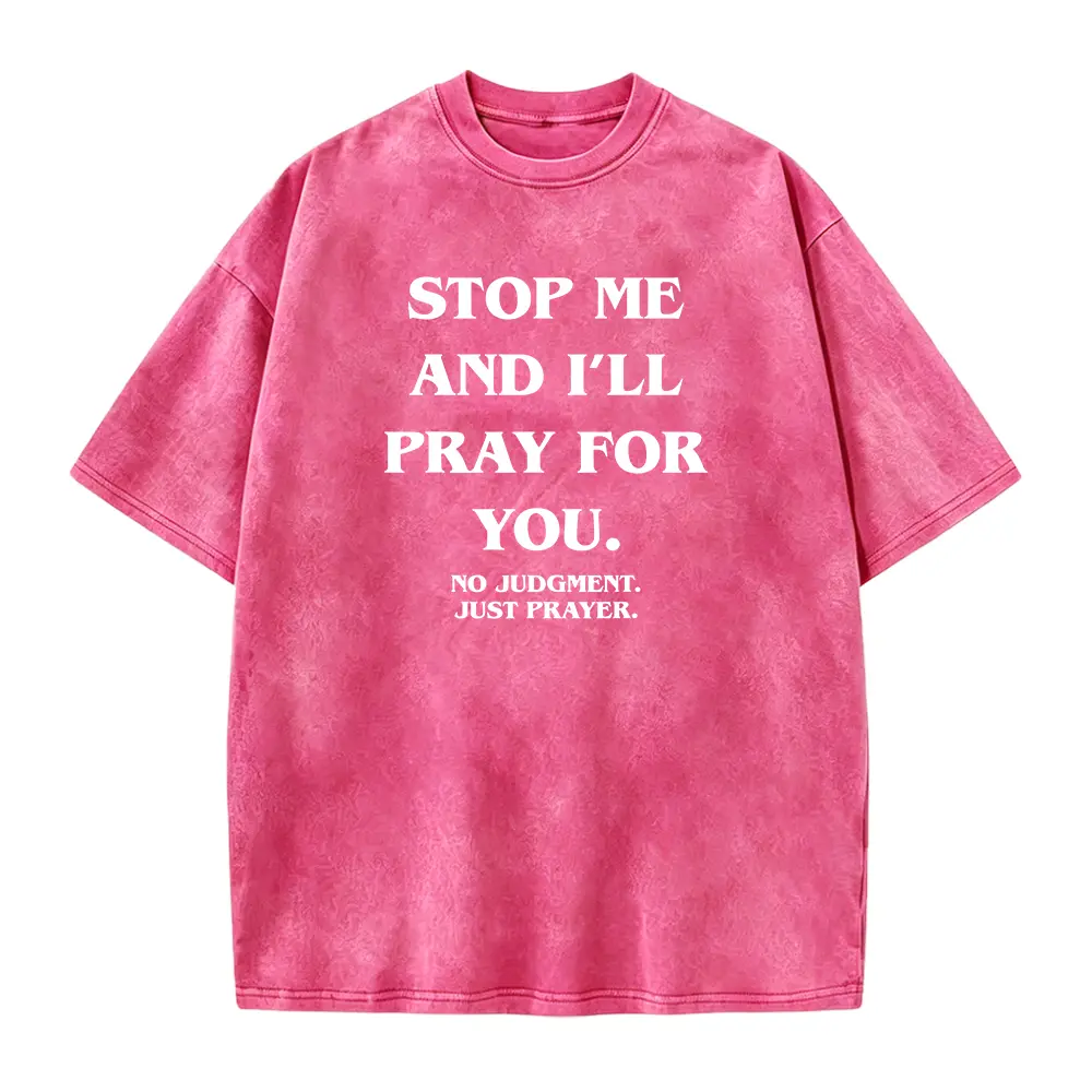 Limited Edition Men's Cotton Graphic T-Shirt - "Stop Me And I'll Pray for You" No Judgment Retro Print, Short-Sleeve Fabric, Unisex Year-Round Casual Wear for Sport Fans, Ideal for Gym Activities, Tshirt, Shortsleeve