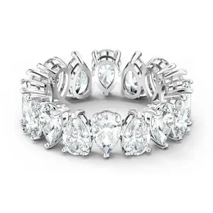 Swarovski Vittore Ring - Drop cut White Rhodium Plated - Size 6