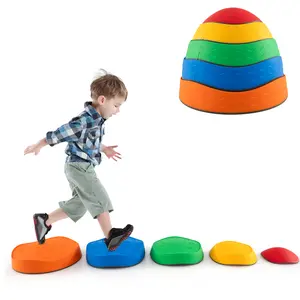 COSTWAY - 5 Pieces Kids Stepping Stones Stackable Round Indoor Outdoor-Multicolor