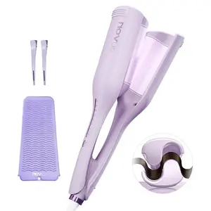 NOVUS 1.4 inch Deep Waves Ionic Hair Curler Tool With Ceramic 2 Barrel Comfort Automatic Shutoff Adjustable Heat Settings