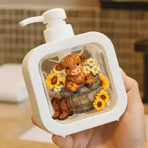 Charming Pump Dispenser with Rustic Sunflower Pattern - Refillable Soap/Lotion Container for Bathroom & Kitchen, Easy Push-Pump Design, Cute Home Decor, Bathroom Accessory - Perfect for Country Style Lovers!
