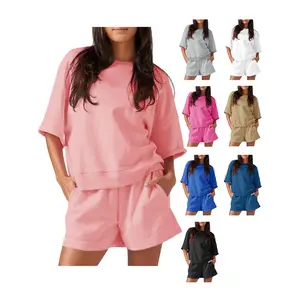 Womens 2 Piece Outfits Casual Oversized Cropped Sweatshirt and High Waist Running Shorts Tracksuit Sets tracksuits#Springtok#TikTokShopJumpstartSale Summer Sportswear i am gia track set tracksuits for women