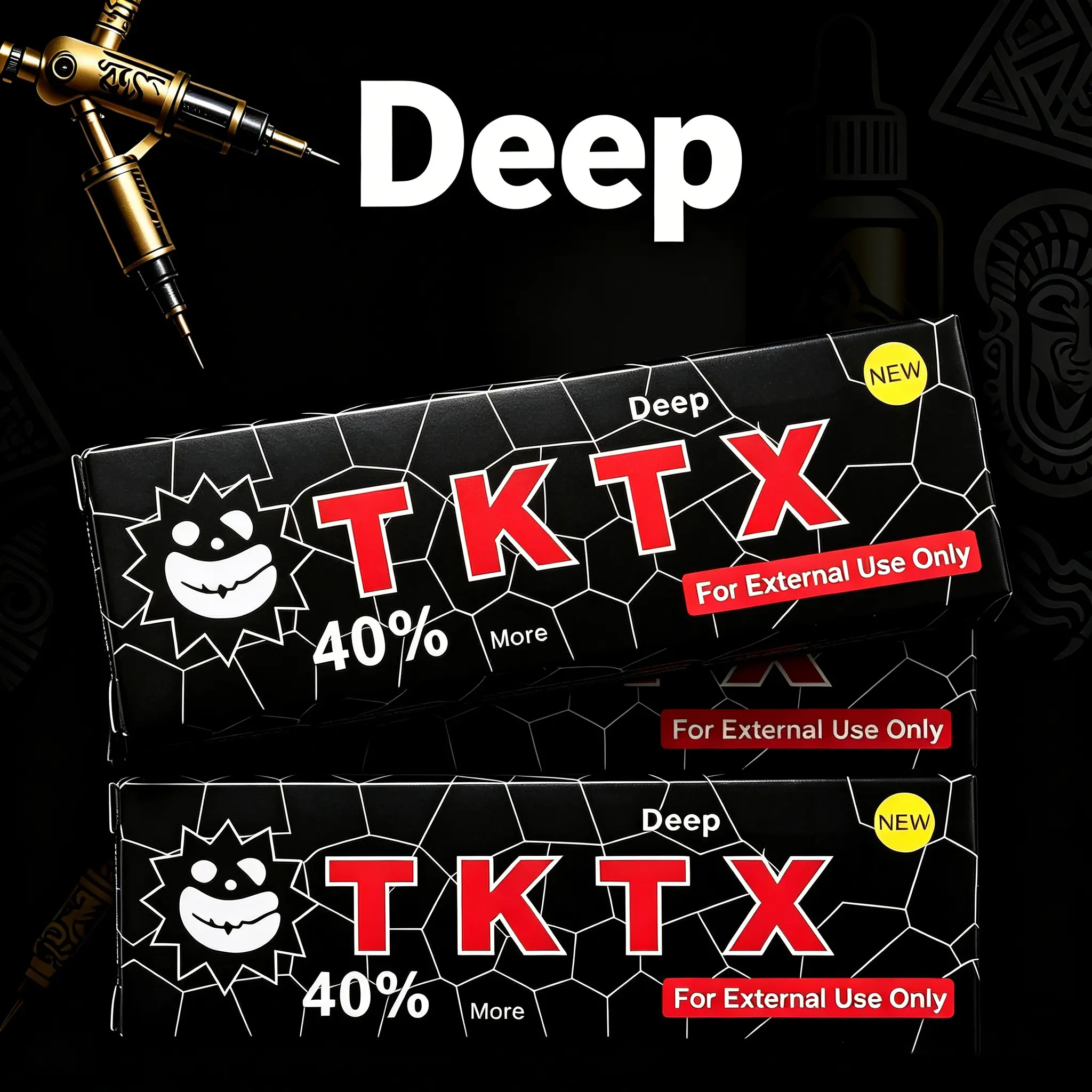 Deep TKTK Black 40% Maximum Strength Numbing Cream 10g*2PCS Long Last 4-8 Hours Painless Topical Anesthetic Cream For Tattoo Microblading PMU Piercing Hair Removal Safe External Use Only