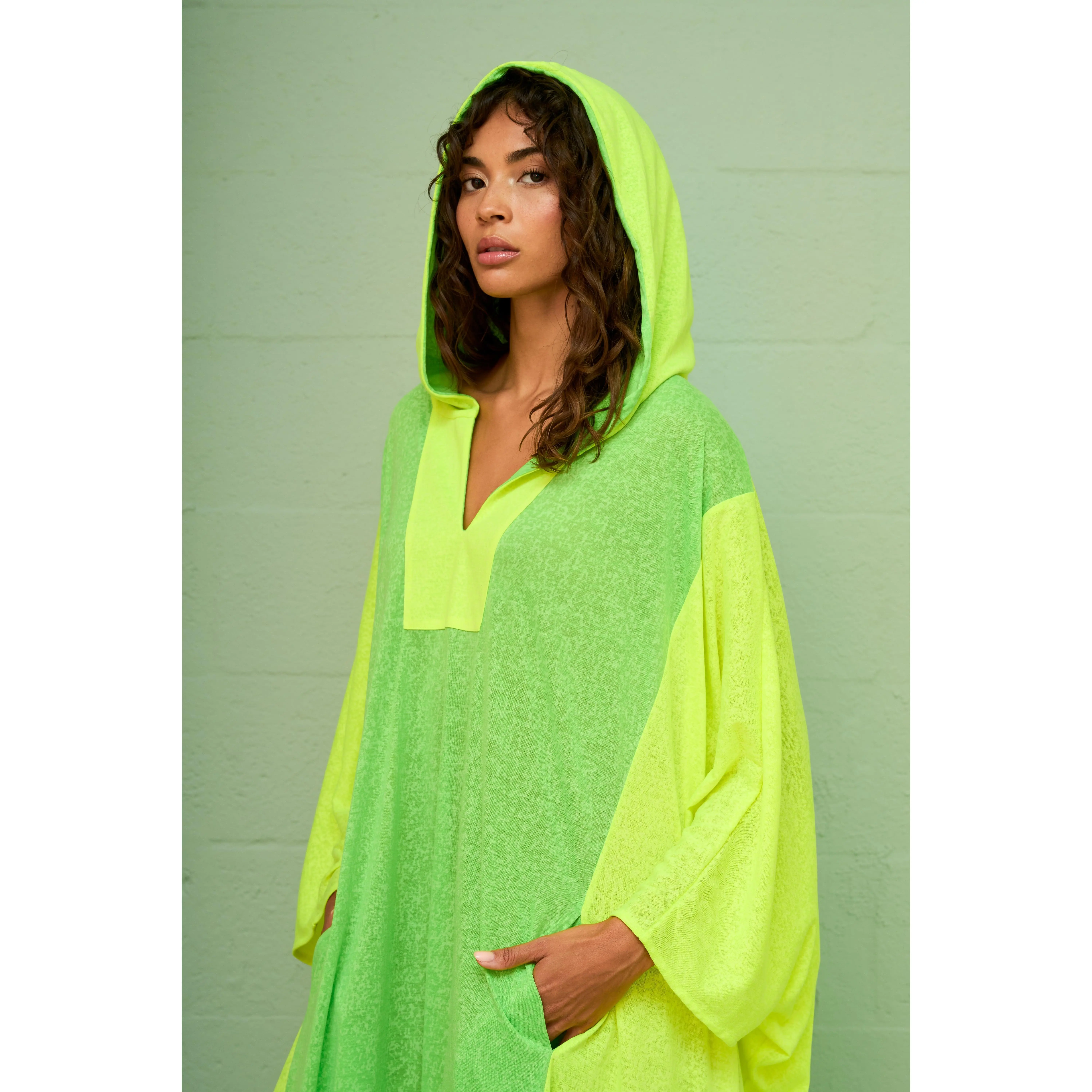Colorblock Hooded Kaftan