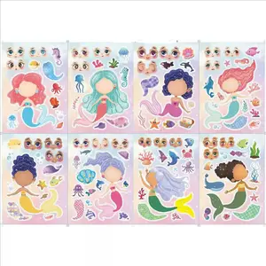 8pcs Make Your Own Mermaid Stickers Kit for Kids, Sticker Packs, Sticker Decal, 8 Pieces DIY Craft Set, Perfect for Toddlers, Girls, Birthday Parties, Valentine's Day Gifts