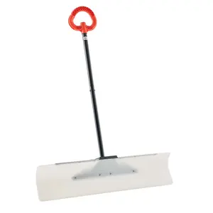 Snow Pusher Shovel, 36 in Outdoor Snowplow Shovel with Ergonomic Grip, HDPE Plastic Blade, Winter Shovels with Segmented Handle, Metal Edged Strip, Portable Snow Removal Tool for Driveway Garden