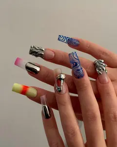 Metallic Chrome Handmade Press On Nails 3D - Summer Nails