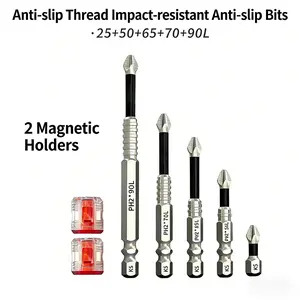 5PCS High Magnetic Screwdriver Drill Bit Set, 2 magnetic holders，Premium Universal Strong Magnetic Durability Screwdriver Drill Bit Set,Anti Slip Anti-Shock Impact Driver Bit Set for Home DIY Profession