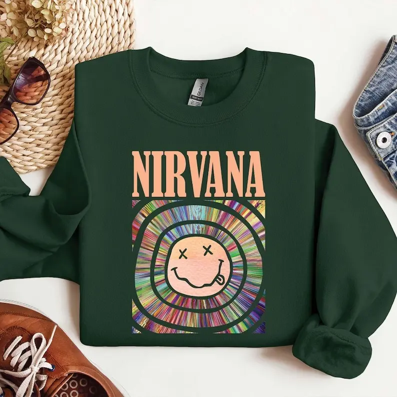Nirvana 90's Vintage Band Crewneck, Nirvana In Utero Angel Preppy Sweatshirt, Kurt Cobain Nirvana Pink Vintage Oversize Sweatshirt