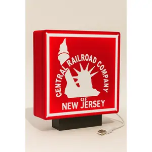 Lighted Central Railroad Company of New Jersey Sign – Approx. 9" Wide-
