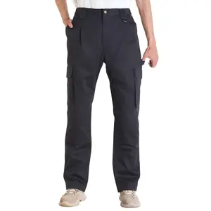 summervibes VEVOR Men's Flame-Resistant Cargo Pants, 9 oz 100% Cotton Menswear, Multi-Pockets, Elastic Waist, Reinforced Tear-Proof Stitching, Ideal for Welding Work & Casual Wear, XXL Size, Black
