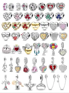 1PC New Original Lover Series Heart Shape Dreamcatcher Cupid Hot Air Balloon Crown Bead Pendant Christmas Beads and Pendant Designer Bracelet Making DIY Gift Women's Daily Wear Letter Charm Heart Cross Charm Beaded, DIY Pendants