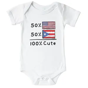 50% American 50% Puerto Rican 100% Cute Puerto Rico USA Flag One Piece Baby Bodysuit