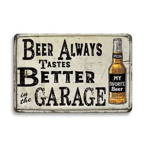 Retro Metal Tin Sign, 1 Set Beer Letter Pattern Wall Decor Plaque, Vintage Garage Wall Decor for Restaurant, Cafe, Bar, Club, Home Living Room