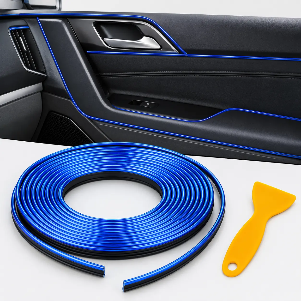 16.4FT Car Interior Trim Strip, T-Shape Flexible PVC Molding, Cuttable DIY Decorative Accent for Dashboard, Door Panels & Center Console