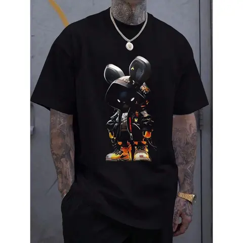 Men's Classic 100% Premium Cotton Fabric Top - Regular Fit, Short-Sleeve, Round Neck, Athletic, Foldable, All Seasons, Long-Lasting Ink, Easter Digital Print, Chic, Preppy, Retro, Ideal Gift, Streetwear Basics (Chinese New Year)