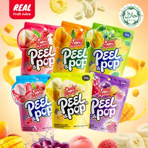 Candy Master Peel & Pop Peelable Gummy-6Fruity Flavors(Banana,Lychee,Grape,Peach,Mango,Pineapple)-Juicy& Chewyl Halal Certified |-ldea for Kids & Snack Lovers