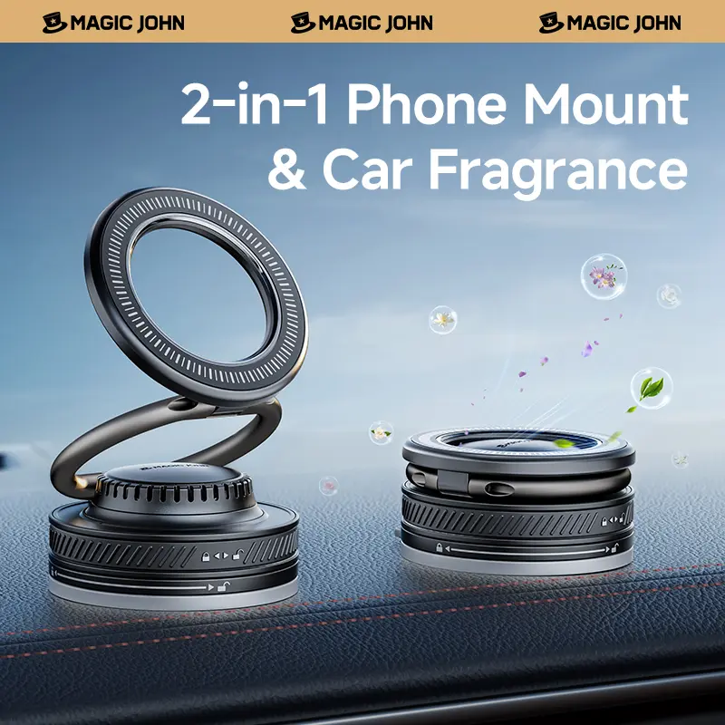 MAGIC JOHN 2-in-1 Scented Car Mount, Strong Magnet Secure Phone Holder for Navigation, 360° Adjustable Car Interior Accessory for Windshield, Dashboard & Smooth Surfaces,back to school,back to school haul