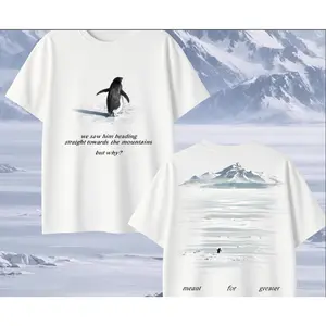 But Why Nihilist Penguin graphic t-shirt, 100% cotton, mountain solo travel print, unisex casual streetwear for daily use, offers on TikTok Shop