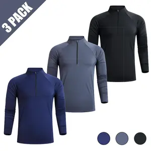 3 Pack Fall Outfits Men's Long Sleeve Half Zip Pullover Stretch Lightweigh Breathable Sun UPF 50+ Fishing Shirts Hoodie Sweatshirts Running Workout Casual Quarter Zip Sweater