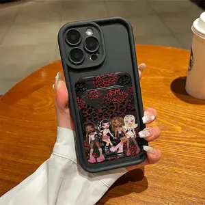 Two-Piece Set Self-Adhesive Card Holder Phone Case, Leopard Print Tpu Anti-Drop Full Coverage Protector for iPhone 6/7/8/x/11/12/13/14/15/16/17 Pro Max