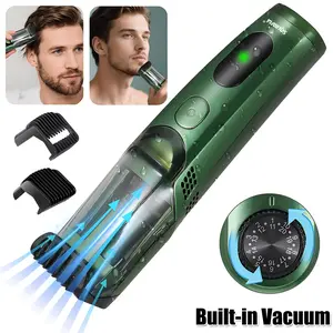 Vacuum Beard Shaver for Men, 2-in-1 Electric Razor & Built-in Vacuum Trimmer for Mustache, Sideburns, Facial Hair, Rechargeable, IPX6 Waterproof, Adjustable Comb, Cordless Clipper Gift for 2026