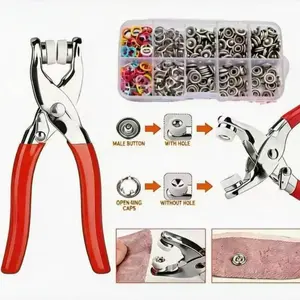 100 Metal Snap Buttons Set with Installation Clips, Baby Clothes Adult Clothing Repair DIY Handmade, Ideal for Sewing Projects, Sewing Tools