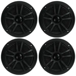 BOSS 6.5" 360W Dual Cone Black Marine Boat Outdoor Audio Speakers, 4pk | MR6B