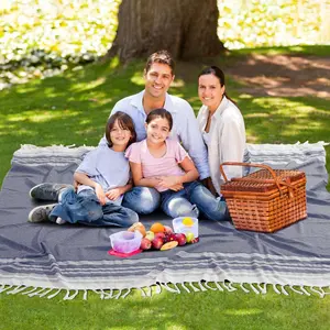 Large Camping Blanket Throw Blanket Car Essentials Lightweight Compact Roadtrip Gadgets Motorhome Rv Accessories Glamping Tent Gear Must Haves Hiker Equipment Hiking Supplies Backpacking Necessities Blue