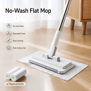 Smart Gripper Flat Mop – Hands-Free, One-Click Cloth Change, 360° Rotating for Walls & Floors, Lightweight & Easy Storage Sunflower Retractable Flexible