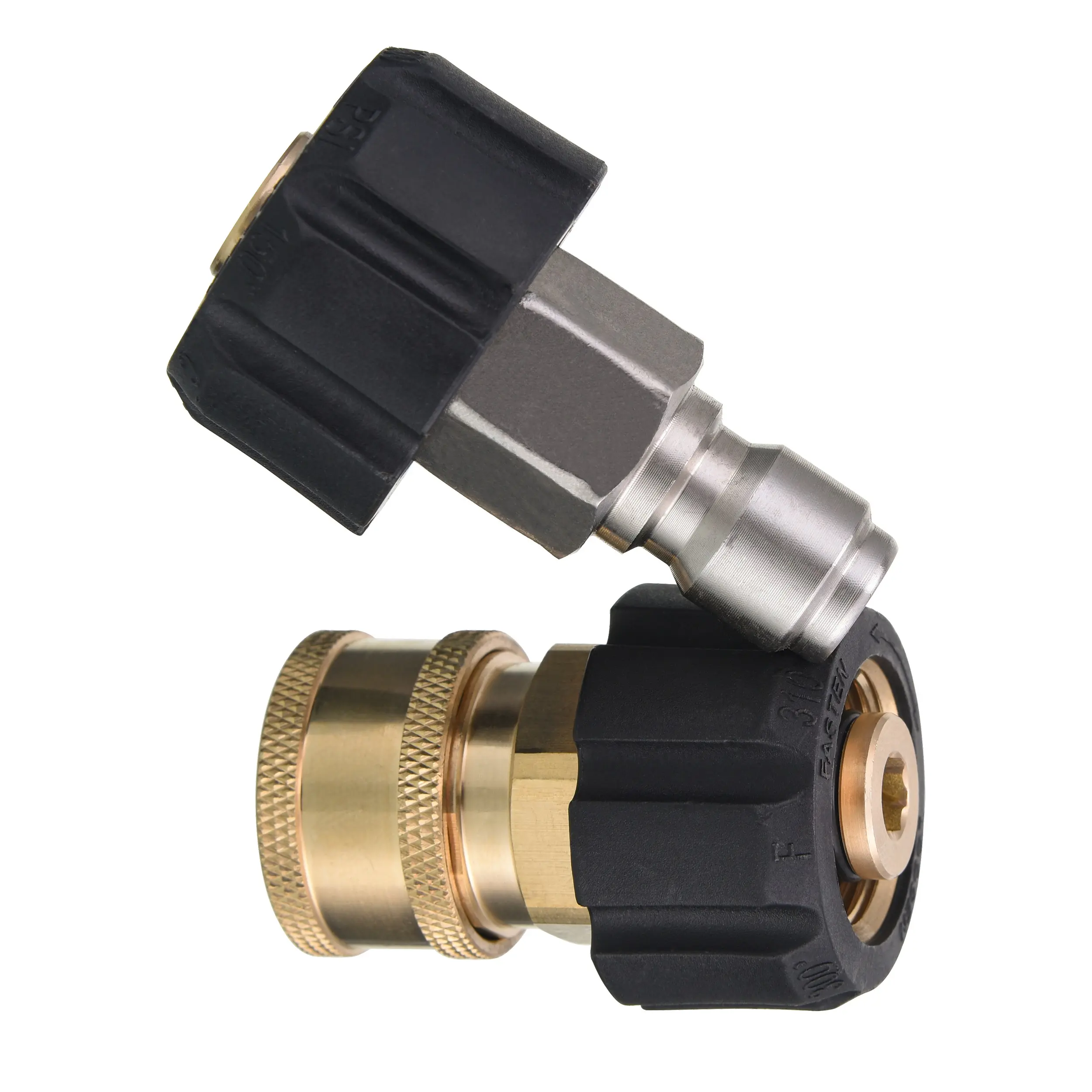 JOEJET Stainless Steel Brass Pressure Washer Quick Connect Couplers (1 Set) - M22 14mm Female Port, 3/8-in Male Plug, Easy Connection, Max 5000 PSI, Secure Fit, Pumps Compatible with High Pressure Hose, Power Washer Spray Lances