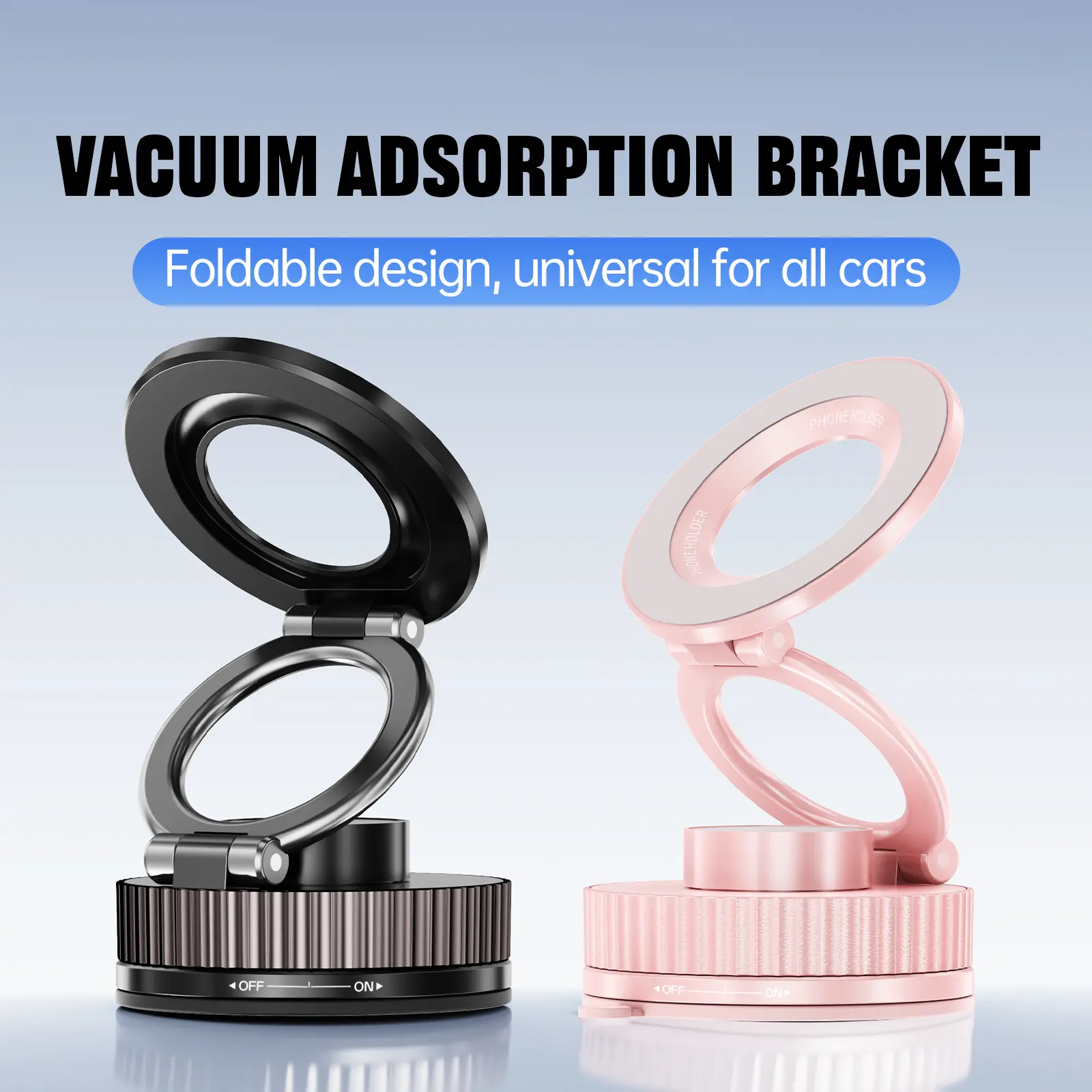 Universal Smartphone Holder, 360-Degree Rotation Phone Holders & Mounts, Car-Safe Magnetic Vacuum Adsorption Clip with Adjustable Stable Navigation Frame, Portable Protective Silicone Stand, Car Interior Accessories
