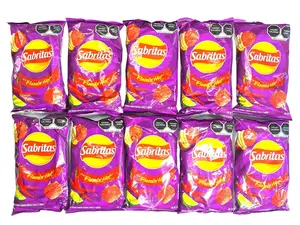 10 - PK SABRITAS FLAMIN' HOT  - Sabritas Chips - Snack Crispy - 44 GRAMS PER BAG - MEXICAN CHIPS - PAPITAS MEXICANAS - SABRITAS MEXICANAS