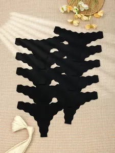 Women's Plain Low-Waist Bikini Panties Set, Soft Fabric, Seamless Design, Casual Fitted Underwear, All Seasons Wear, 10-Pack