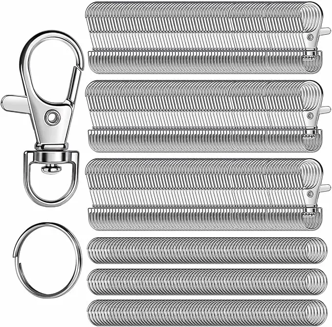 480pcs Keychain Hardware Set with Sturdy Swivel Clasps, Split Key Rings, Ideal for DIY Bag Charms, Car Keychains, Jewelry Making Supplies for Home Organization