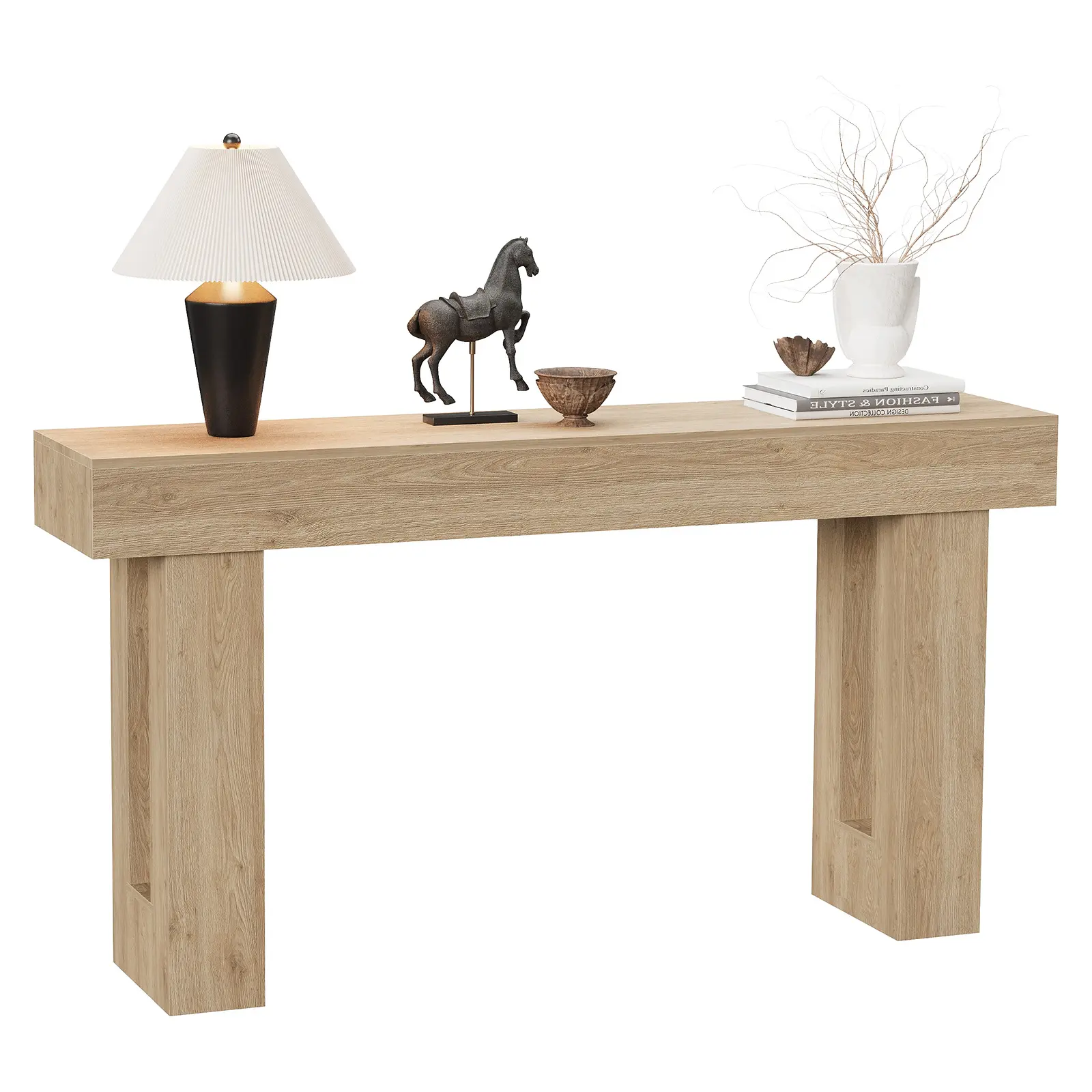 63''Long Wood Console Table, Rectangular Farmhouse Console Table, Front Entrance Table, Water & Scratch Resistant, for Living Room Hallway Foyer & Behind Sofa